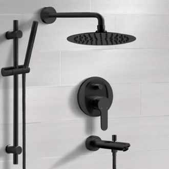 Tub and Shower Faucet Matte Black Tub and Shower Faucet Set with Handheld, Rain Shower Head Remer TSR52